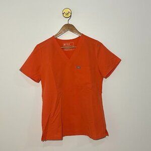 Figs Catarina Scrub Top Sunset Orange size Small